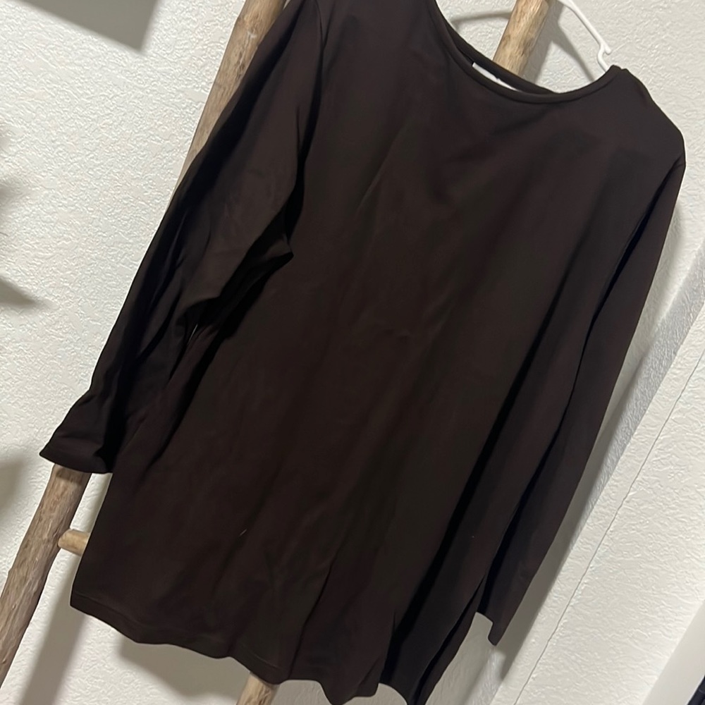 J jill chocolate Brown skirt two piece set top L and skirt XL